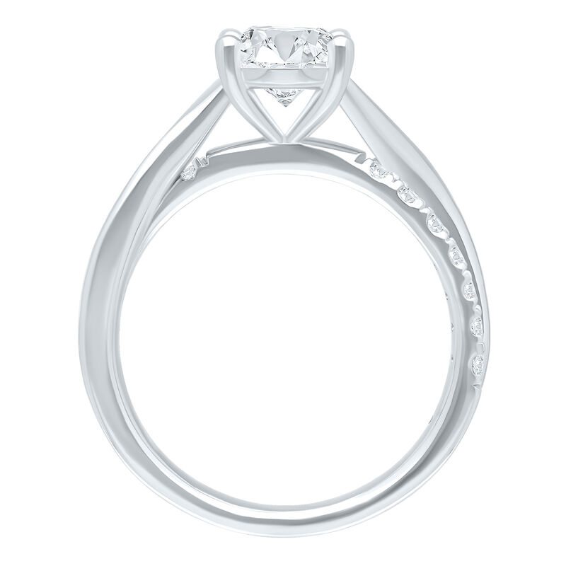 Oval Lab Grown Diamond 1 3/4ctw. Twist Engagement Ring with Round Diamonds in 14k White Gold image number null